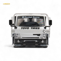 MicroTurbo Hino 300 Flat Bed Truck Pandem Rocket Bunny White 1:64