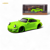 Flame Porsche 964 RWB Ducktail Fluorescent Green 1:64