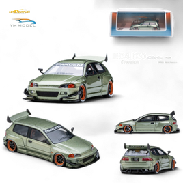 YM Model Honda Civic Pandem EG4 K20 Modified Bronze Green 1:64