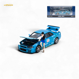 Cool Art Skyline R34 Blue #92 - With Figure 1:64