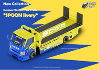 MicroTurbo Hino 300 Custom Flatbed Tow Truck Spoon Livery 1:64